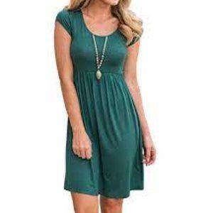 Govc Women Summer Casual Tunic Short Sleeve Loose Dress(Black,L)